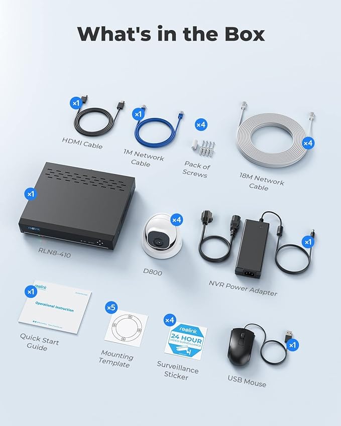 REOLINK 4K PoE Security Camera System, 4pcs