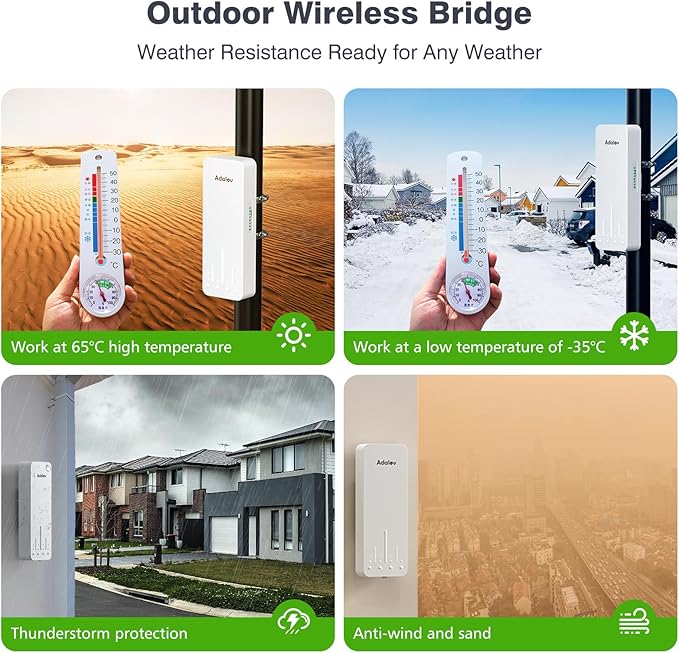 Wireless Bridge with 2 Bracket Adalov. Mounts, 3KM 5.8G Point to Point Outdoor CPE