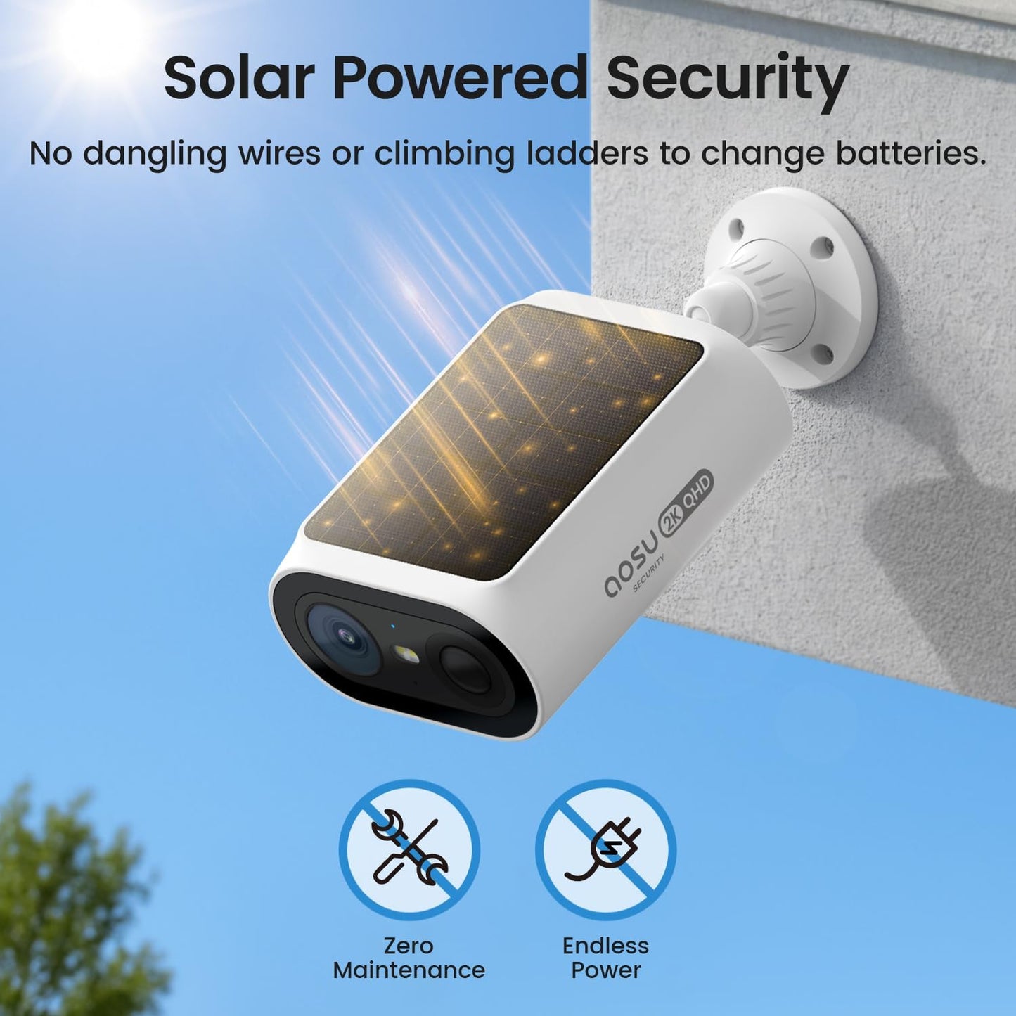 Aosu Solar Security Cameras Wireless Outdoor With Hub, 4 Cam-kit